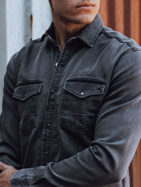 Dunkelgraues Denim-Hemd für Männer Dstreet DX2588