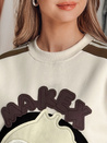Damen Sweatshirt in Übergröße mit Patches CUTE MAKEX beige Dstreet BY1492