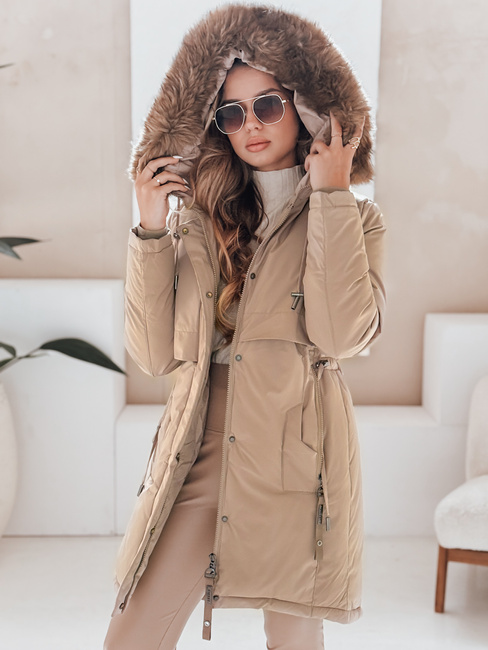 Damen Winter Parka Jacke mit Kapuze in camel Dstreet TY5082