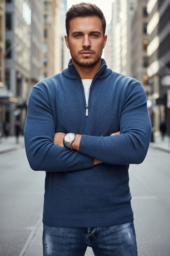 Marineblauer Herren-Pullover Dstreet WX2340