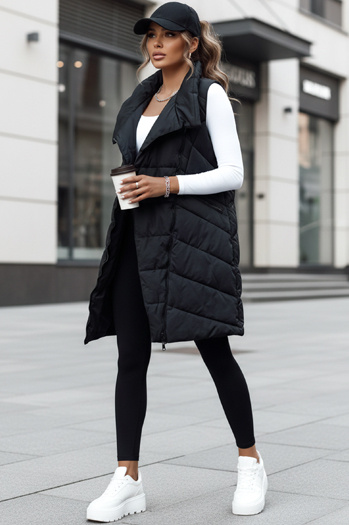 Damen Steppweste lang ohne Kapuze SERKIS schwarz Dstreet TY4524