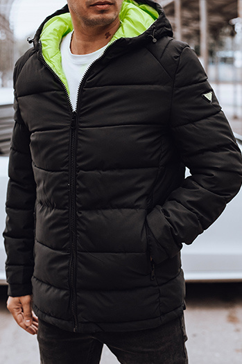 Herren Steppwinterjacke mit Kapuze schwarz Dstreet TX4892