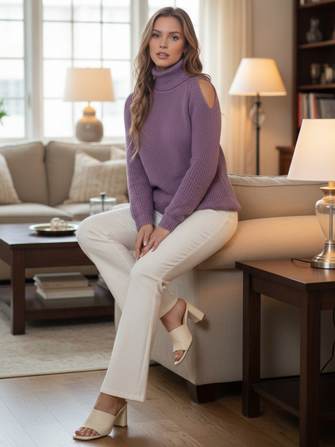 Damen-Pullover GOLFIVA lila Dstreet MY2409