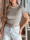 Damen Basic gestreiftes T-Shirt LINESS grau Dstreet RY2821