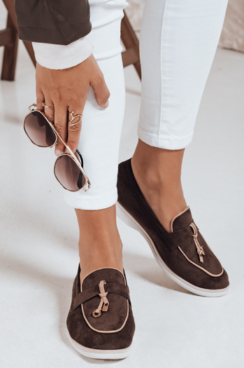 Damen Wildleder braun Mokassins Dstreet ZY1051