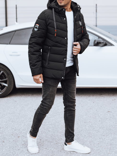 Herren Steppwinterjacke mit Kapuze schwarz Dstreet TX5059