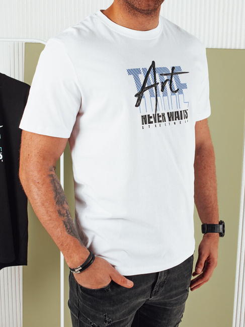 Bedrucktes weißes Herren-T-Shirt Dstreet RX5392