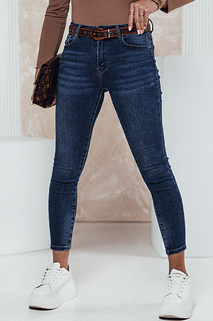 Damen DENIMFITT Skinny Jeans mit Gürtel nicht blau Dstreet UY2321