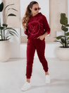 Damen Veloursanzug VIP PRIVATE Farbe Weinrot DSTREET AY0869