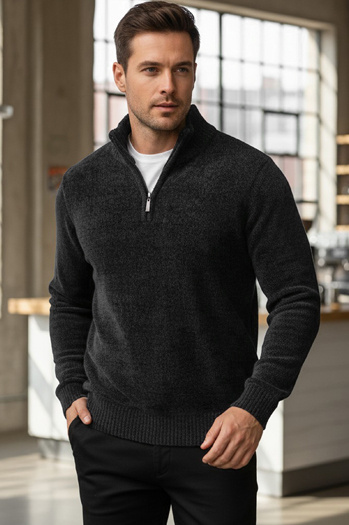 Herren Pullover mit Stehkragen dunkelgrau Dstreet WX2351