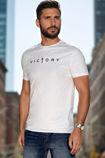 Bedrucktes Herren-T-Shirt weiß Dstreet RX5641