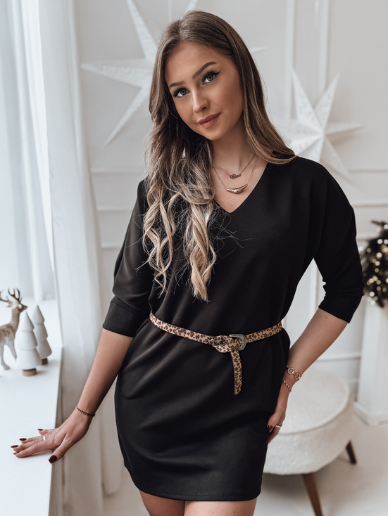 GLAMUP Einheitsgröße Kleid mit Gürtel schwarz Dstreet EY2553