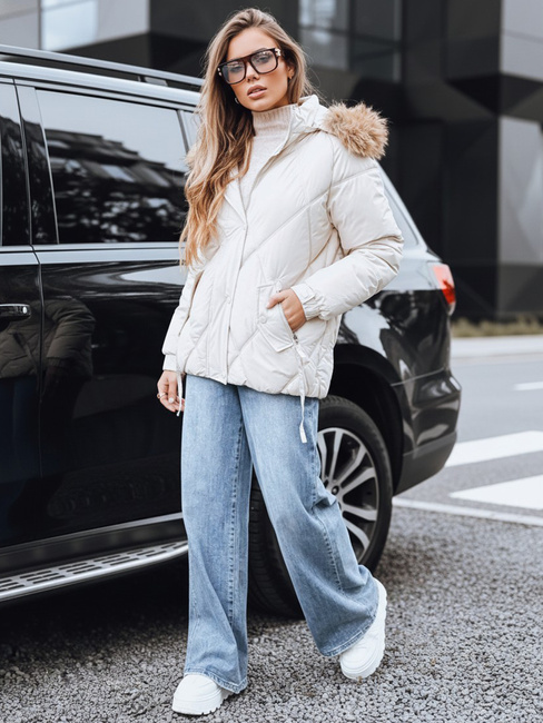 Damen Winter Steppjacke mit Kapuze weiß Dstreet TY5236