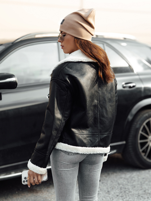 Damen FURBLAZE Lederjacke mit Schafsfell Dstreet schwarz TY4730