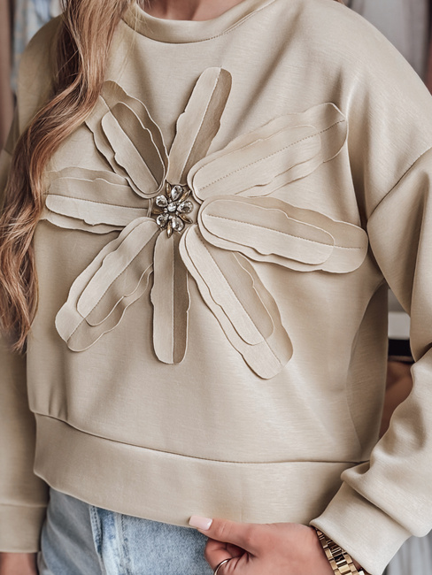 Damen Bluse in Übergröße mit PETITKA Blume hellbeige Dstreet BY1388