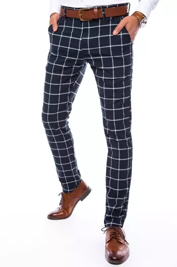 Herren Chinohose Kariert Dunkelblau Dstreet UX3671
