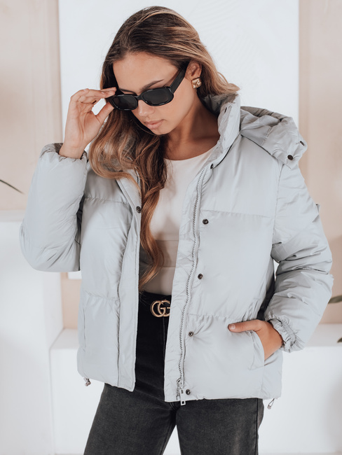 Damen Übergangslederjacke COLLAR grau Dstreet TY5190