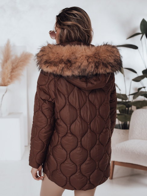 Damen Winterjacke LUMORE gesteppt mit Kapuze braun Dstreet TY5013