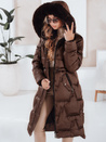 Damen Winter lange gesteppte Jacke mit Pelz braun Dstreet TY5074