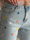Damen Jeans Slim Fit Hose in SHINYFIT Sterne blau Dstreet UY2452