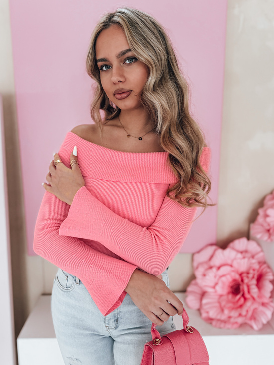 Damen Pullover in Einheitsgröße mit offenen Schultern SHOWIT rosa Dstreet MY2429