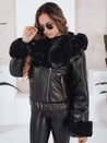 Damen Winterjacke Leder Ramoneskin mit Fell schwarz Dstreet TY5119