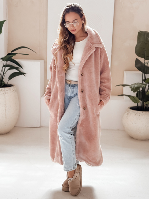 Damen Wintermantel Teddyfell lang rosa Dstreet NY0751