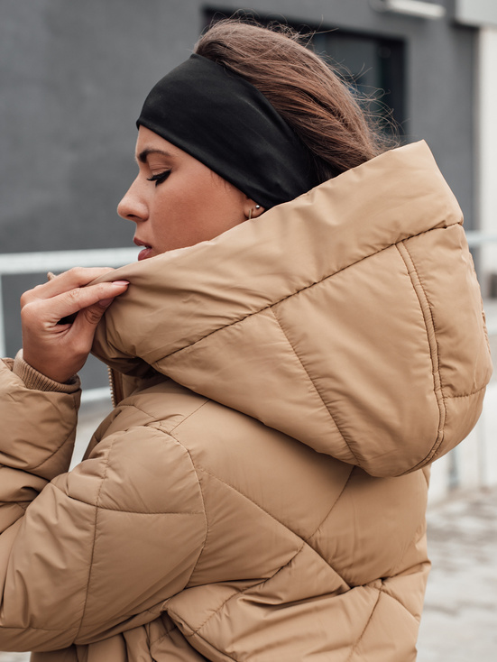 Damen Steppwinterjacke mit Kapuze FEMACOAT beige Dstreet TY4592