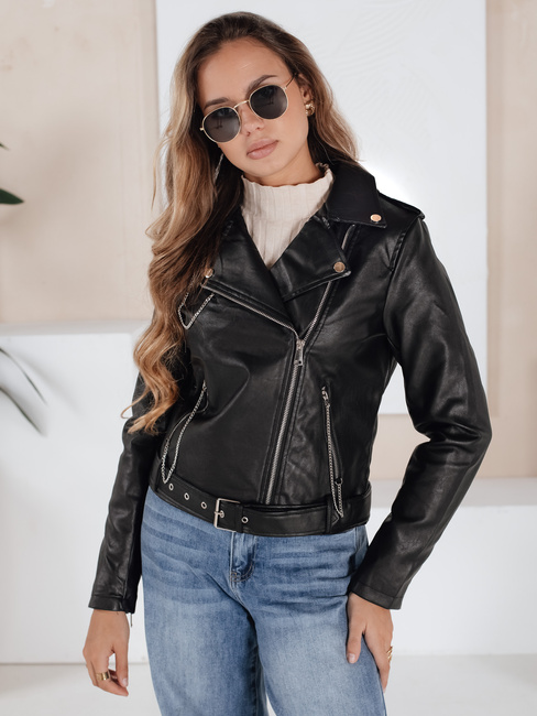 Damen Leder Ramones Jacke schwarz Dstreet TY5200
