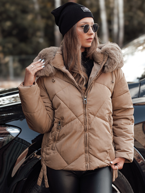 MODIVA gesteppte Damen Winterjacke mit Kapuze hellbeige Dstreet TY4725