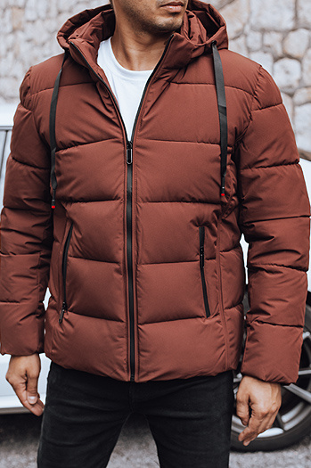 Herren Steppwinterjacke mit Kapuze ziegelgrau Dstreet TX5062