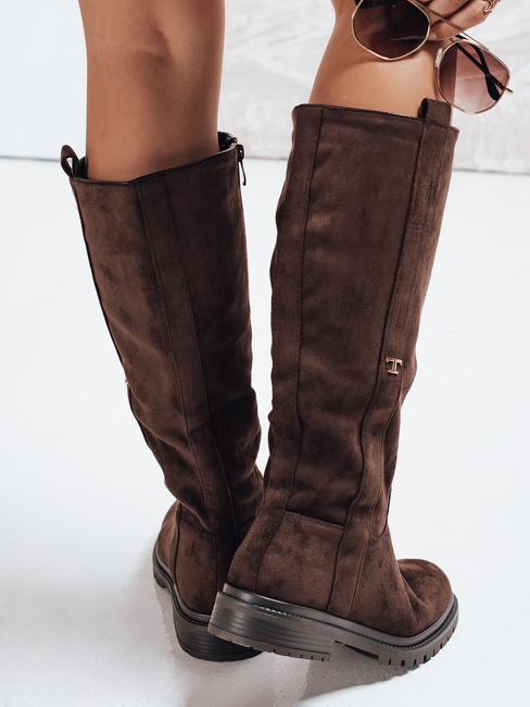 Braune Damenstiefel aus Wildleder Dstreet ZY1142