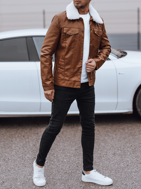 Herren Lederjacke mit Fell braun Dstreet TX4746