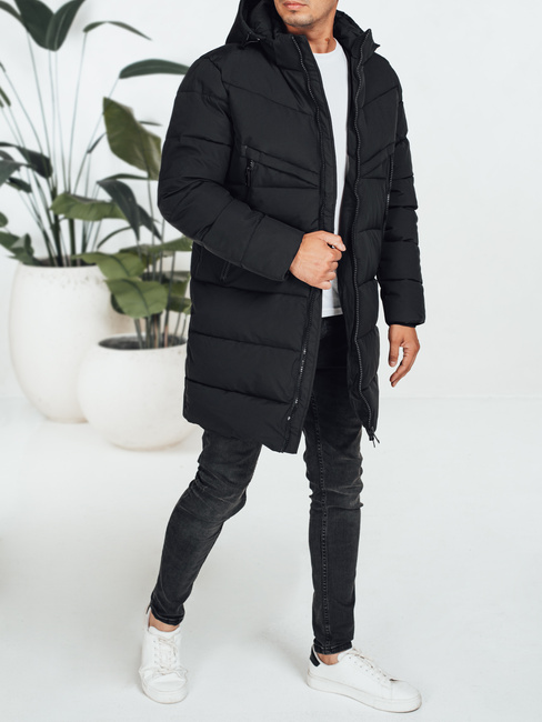 Herren Winterjacke mit Kapuze schwarz gesteppt TX5070