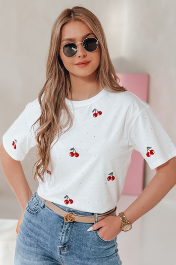 Frauen-T-Shirt in Kirsche FRUTTIKA weiß Dstreet RY2892