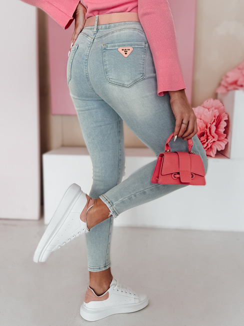 Damen Skinny Jeans Hose mit Gürtel SLIMIVI blau Dstreet UY2423