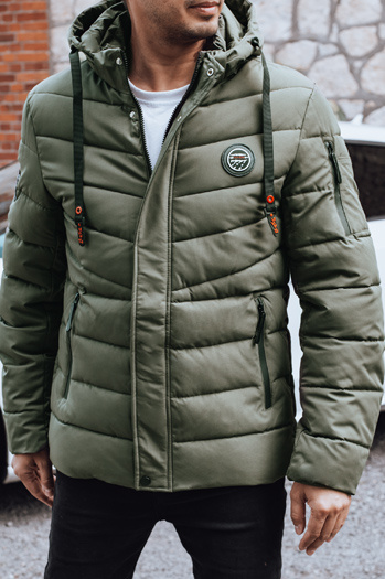 Herren Steppwinterjacke mit Kapuze grün Dstreet TX5058