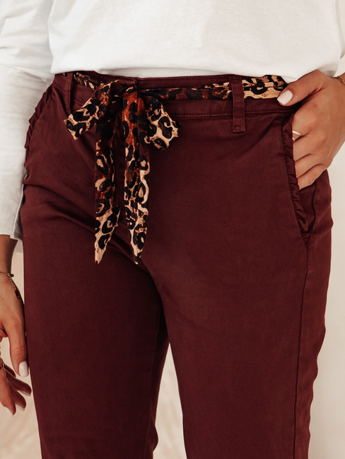 Damen CHARMYOU Denim-Hose mit Gürtel burgund Dstreet UY2271