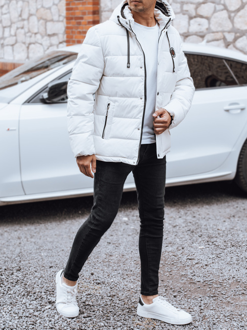 Herren Steppwinterjacke mit Kapuze weiß Dstreet TX5056