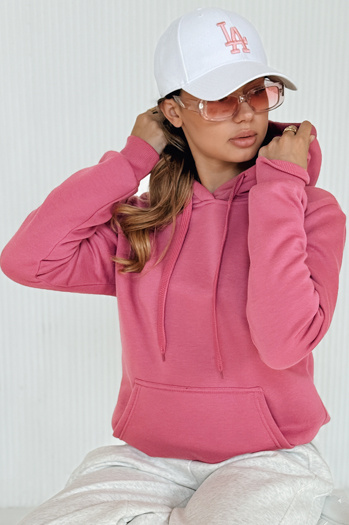 Damen BASIC Kapuzensweatshirt fuchsia BY1394