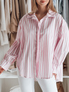 Damen Oversize-Shirt mit längerem Rücken SAMONE in rosa und weiß gestreift Dstreet DY0462