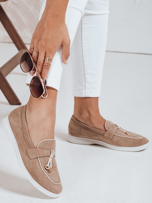 Damen Wildleder beige Mokassins Dstreet ZY1050