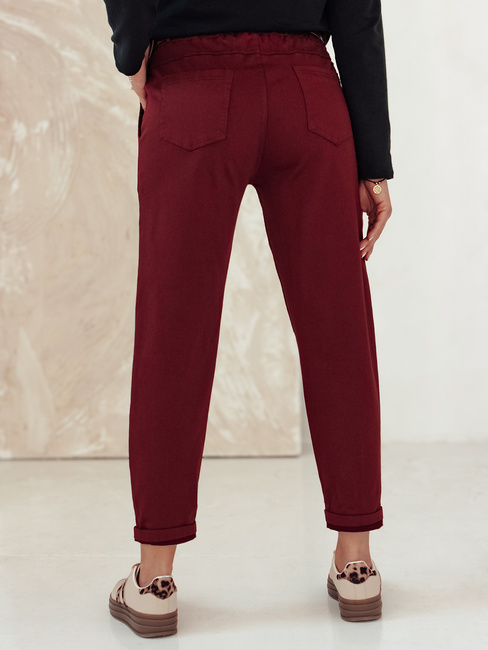 Damen Chinohose Einheitsgröße ELEGANTENO Hose mit Gürtel burgunderrot Dstreet UY2256