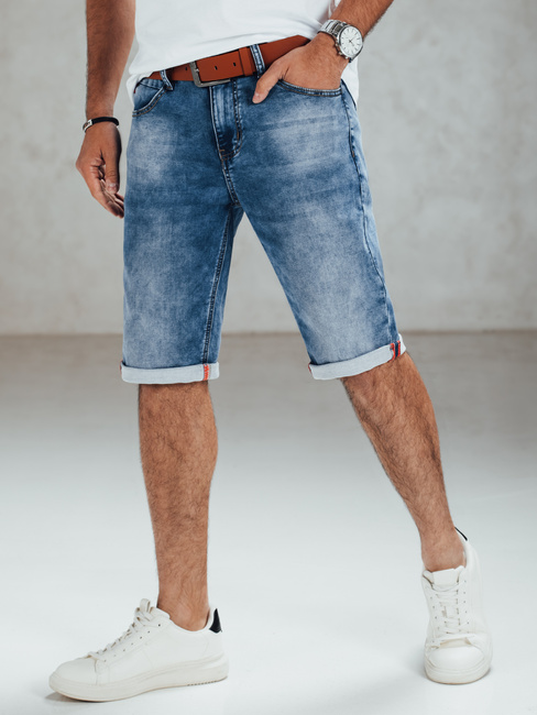 Blaue Denim-Shorts für Männer mit Gürtel Dstreet SX2558