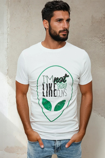 Herren T-shirt mit Aufdruck Weiß Dstreet RX4154