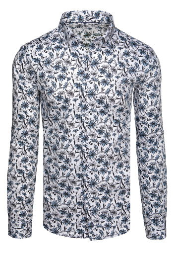 Weißes Hemd mit Blumenmuster für Männer Dstreet DX2668
