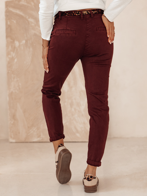 Damen CHARMYOU Denim-Hose mit Gürtel burgund Dstreet UY2271