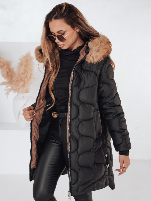 Damen Winterjacke VIRELIA gesteppt mit Kapuze schwarz Dstreet TY4937
