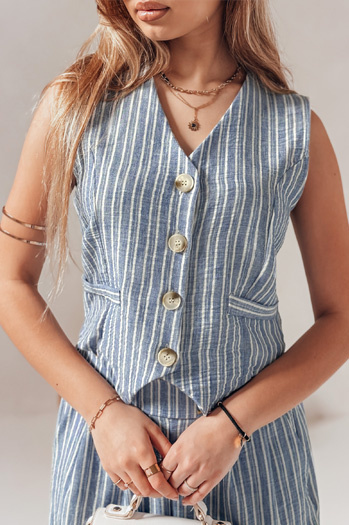 Ärmellose Damenjacke LINELIA blau Dstreet PY0134