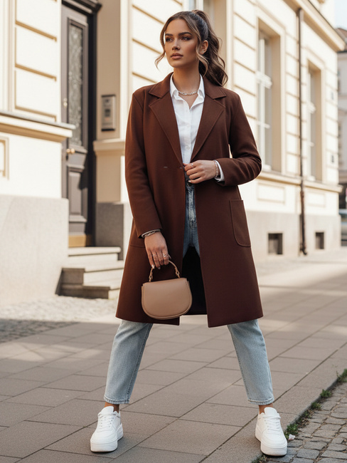 LINNORE Damenmantel in Übergröße lang chocolate Dstreet NY0705